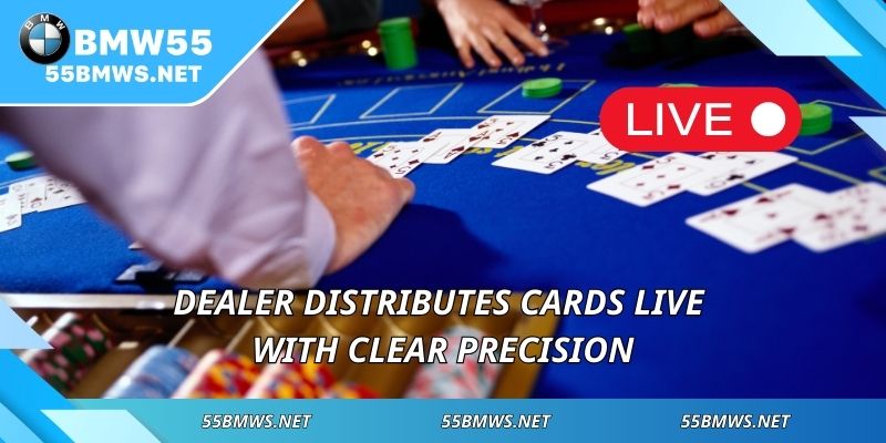 Dealer distributes cards live with clear precision