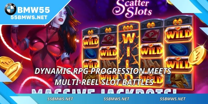 Dynamic RPG progression meets multi-reel slot battles