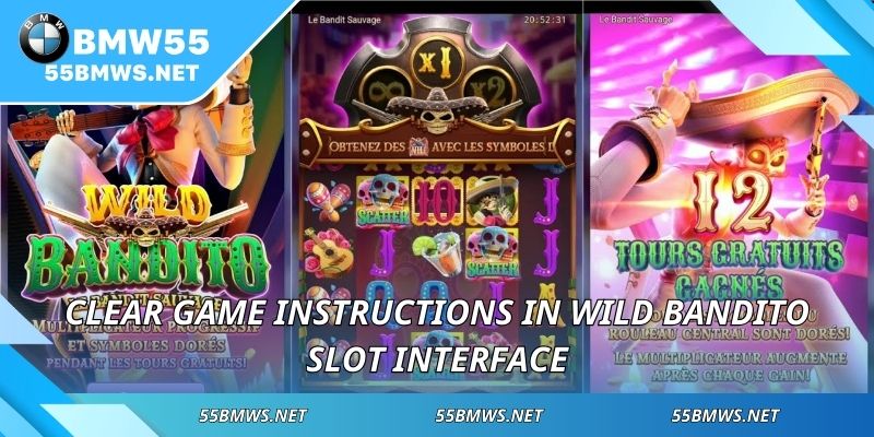 Clear game instructions in Wild Bandito slot interface