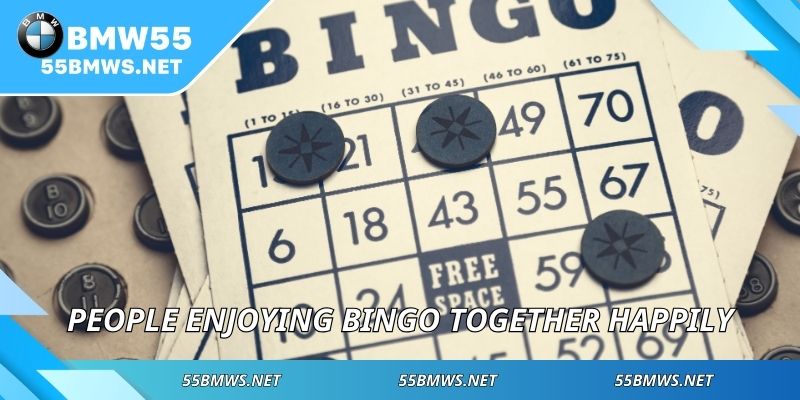 People enjoying bingo together happily